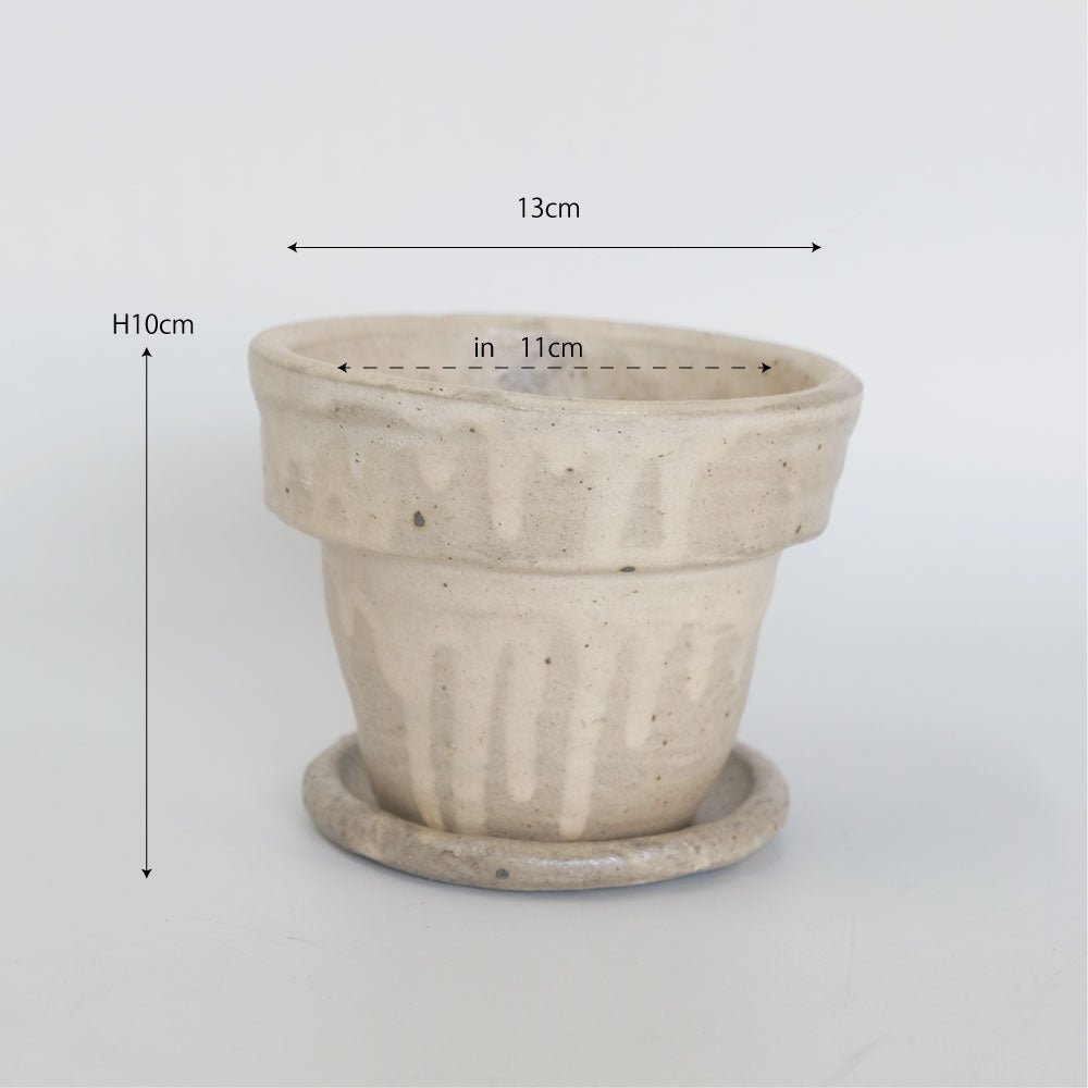 植木鉢 Lisse りっせ13 陶器鉢 常滑 和風 径13cm 高10cm 底穴あり