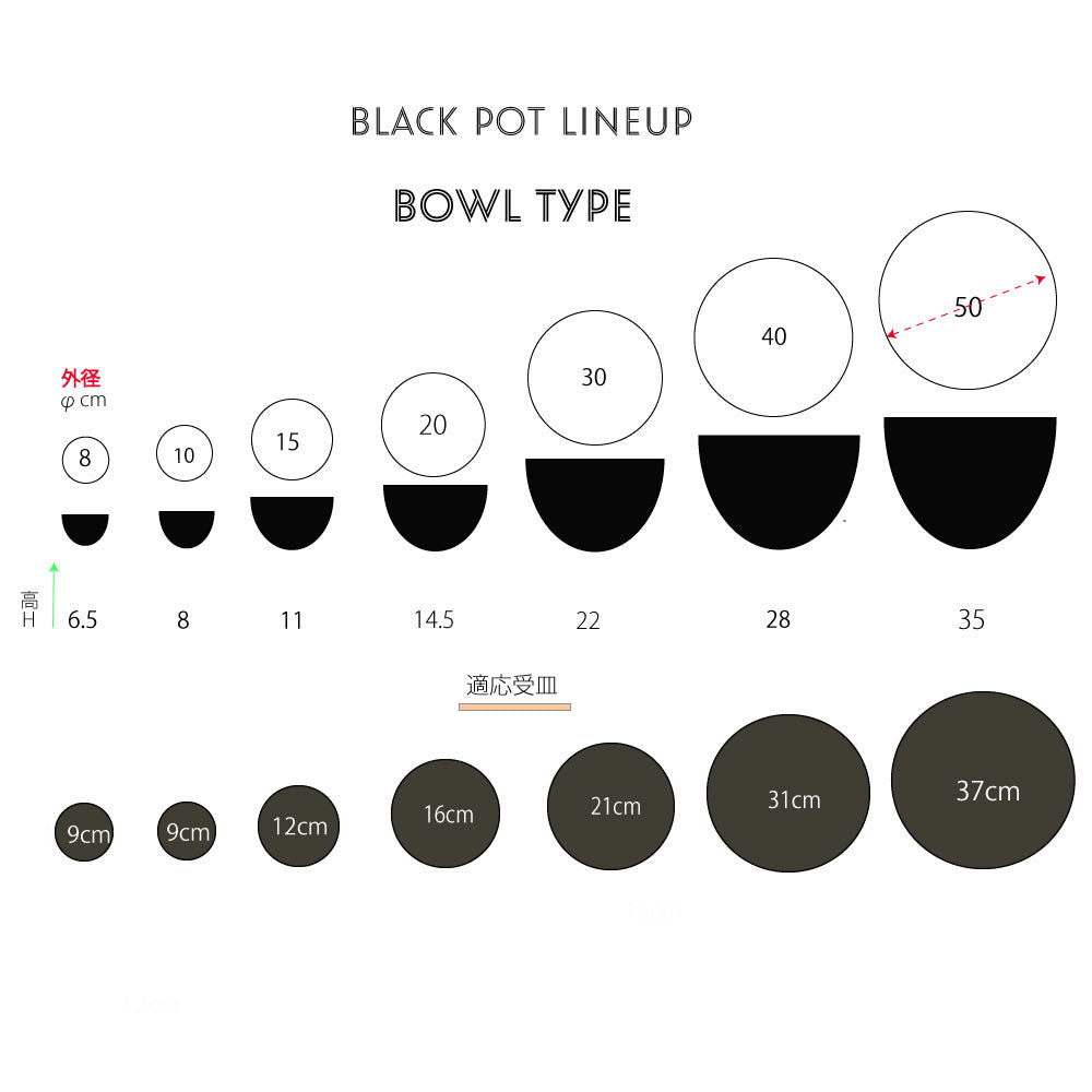 植木鉢 W&G ポット bowl 20 サボテン 頑丈 おしゃれ 塊根植物 多肉 黒プラスチック鉢 ホワイト グレー