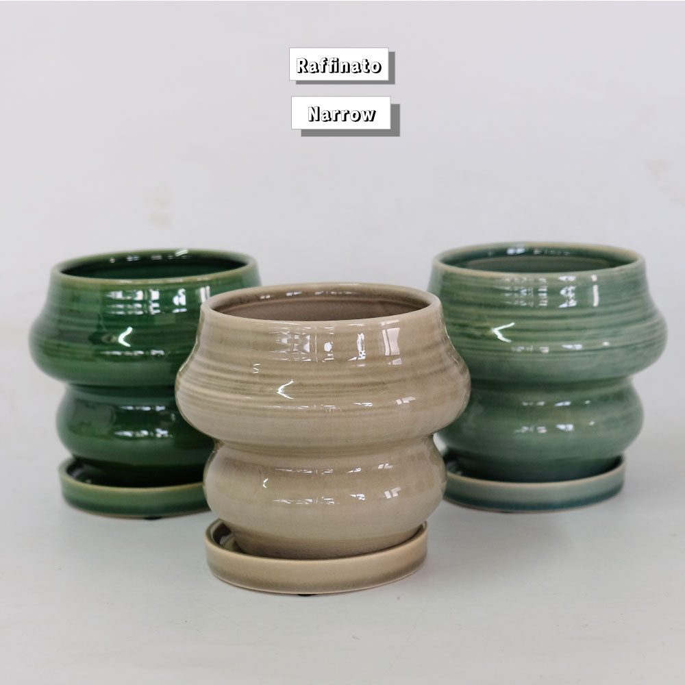 植木鉢おしゃれ rafinato Narrow 12 受皿付 径12cm 高11cm 底穴あり