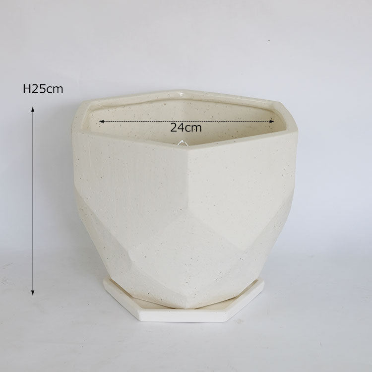 植木鉢 ポリへドロンストーンポットセラミック鉢 stem ストーンウェア 径26cm 高23.5cm 底穴あり
