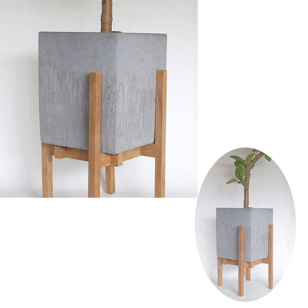 ウッドポットスタンド rectangle フラワースタンド 鉢台 stem 木製 鉢付き 植木鉢スタンド