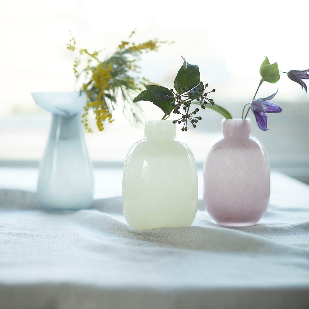 花瓶 おしゃれ ミルキー GLASS フラワーベース バロン 花瓶 かわいい 志成販売
