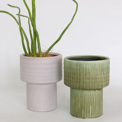 鉢カバー おしゃれ 陶器 フェール15 底穴なし トールタイプ シンプル FARM 径12cm 抹茶