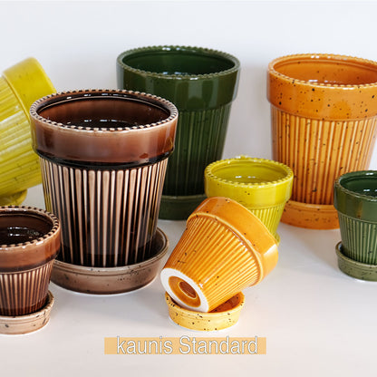 陶器鉢 Kaunis Standard 受皿付 底穴あり セラミック鉢 トロンコ tronco 2号鉢 4号鉢