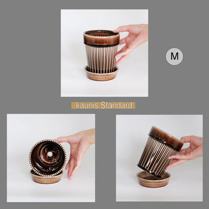 陶器鉢 Kaunis Standard 受皿付 底穴あり セラミック鉢 トロンコ tronco 2号鉢 4号鉢