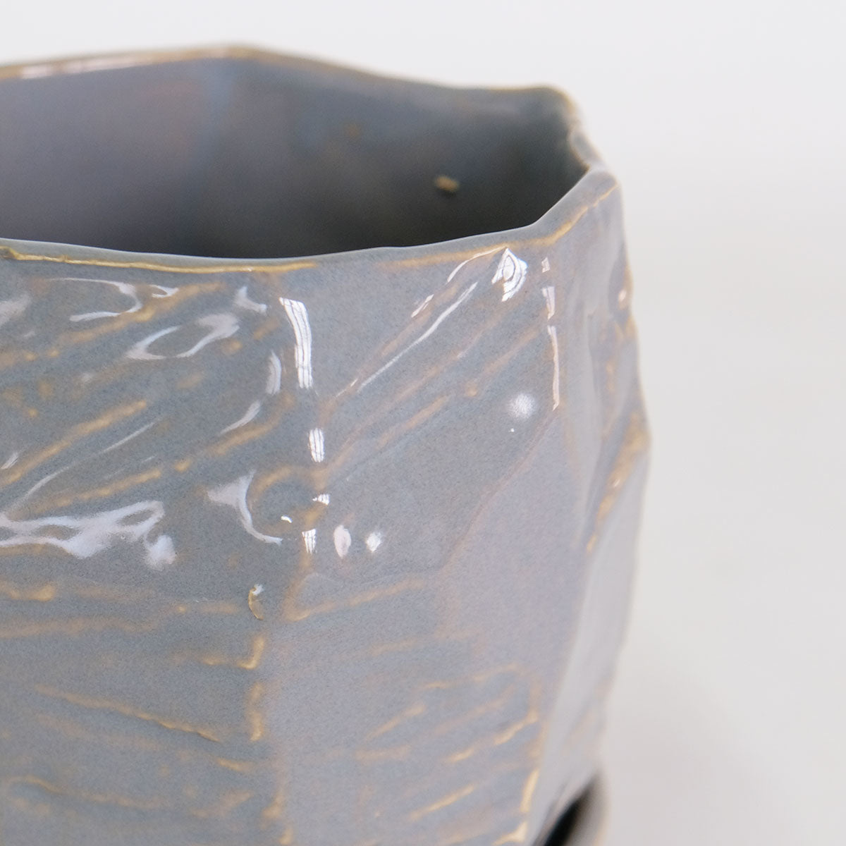 植木鉢 おしゃれ  カリグラフィ11 受皿付 ミニ鉢 ユニークフォルム多面形 径11cm 高11cm 底穴あり