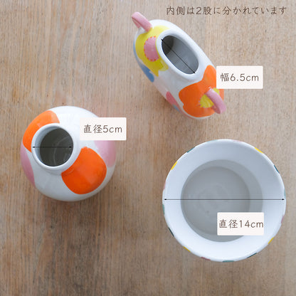 花瓶 かわいい QUE RICO （ケ・リコ ）セラミック フラワーベース ピンク オレンジ 赤 水 黄 緑