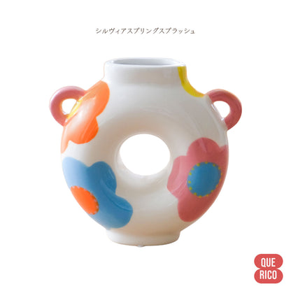 花瓶 かわいい QUE RICO （ケ・リコ ）セラミック フラワーベース ピンク オレンジ 赤 水 黄 緑