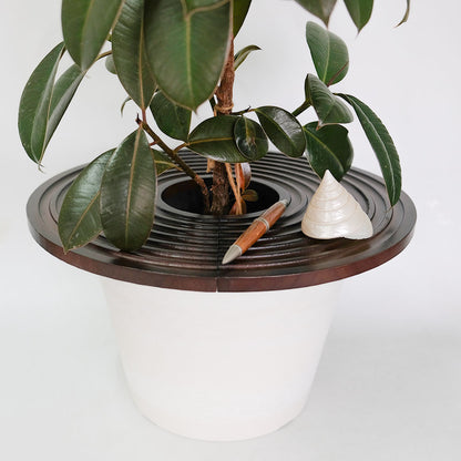 amabro  ウッドサークルトレイ35 WOOD CIRCLE TRAY 室内用  便利グッズ 木製 プランターカバー いたずら防止 観葉植物     ー いたずら防止 アマブロ