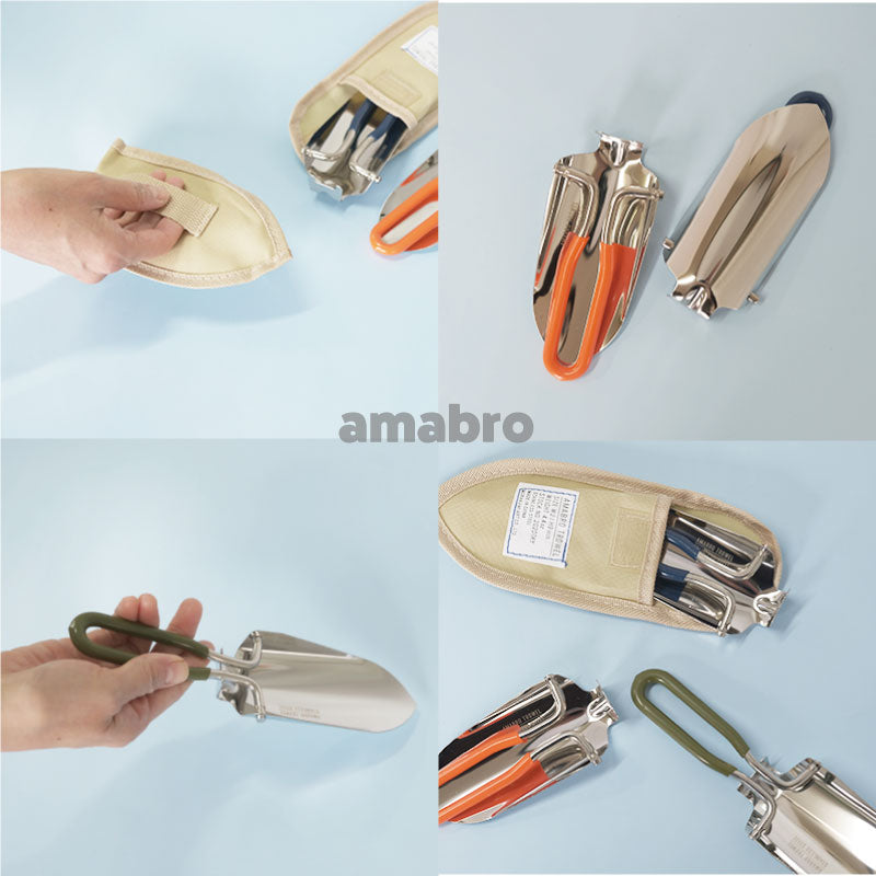おりたたみスコップ TROWEL ステンレス amabro アマブロ 移植ごて 収納バック付