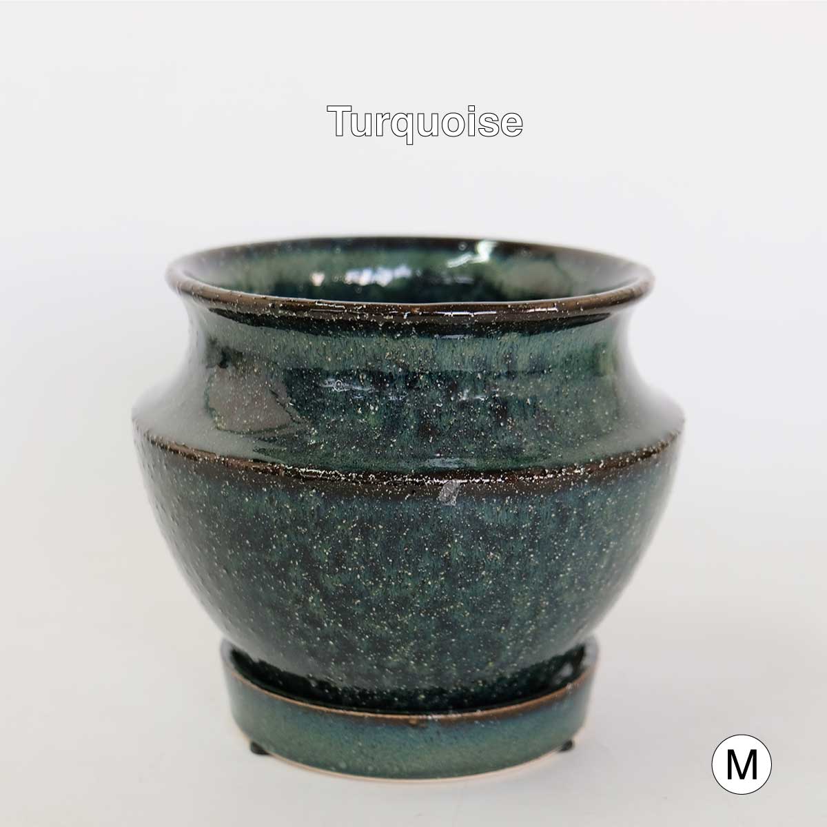 Atmosphere JarPot 【S/M】受皿付き 底穴有り 壺型 シンプル 植木鉢 おしゃれ S径φ12cm 高11cm M径φ16cm 高13cm　ホワイト ターコイズ ブラウン ３カラー