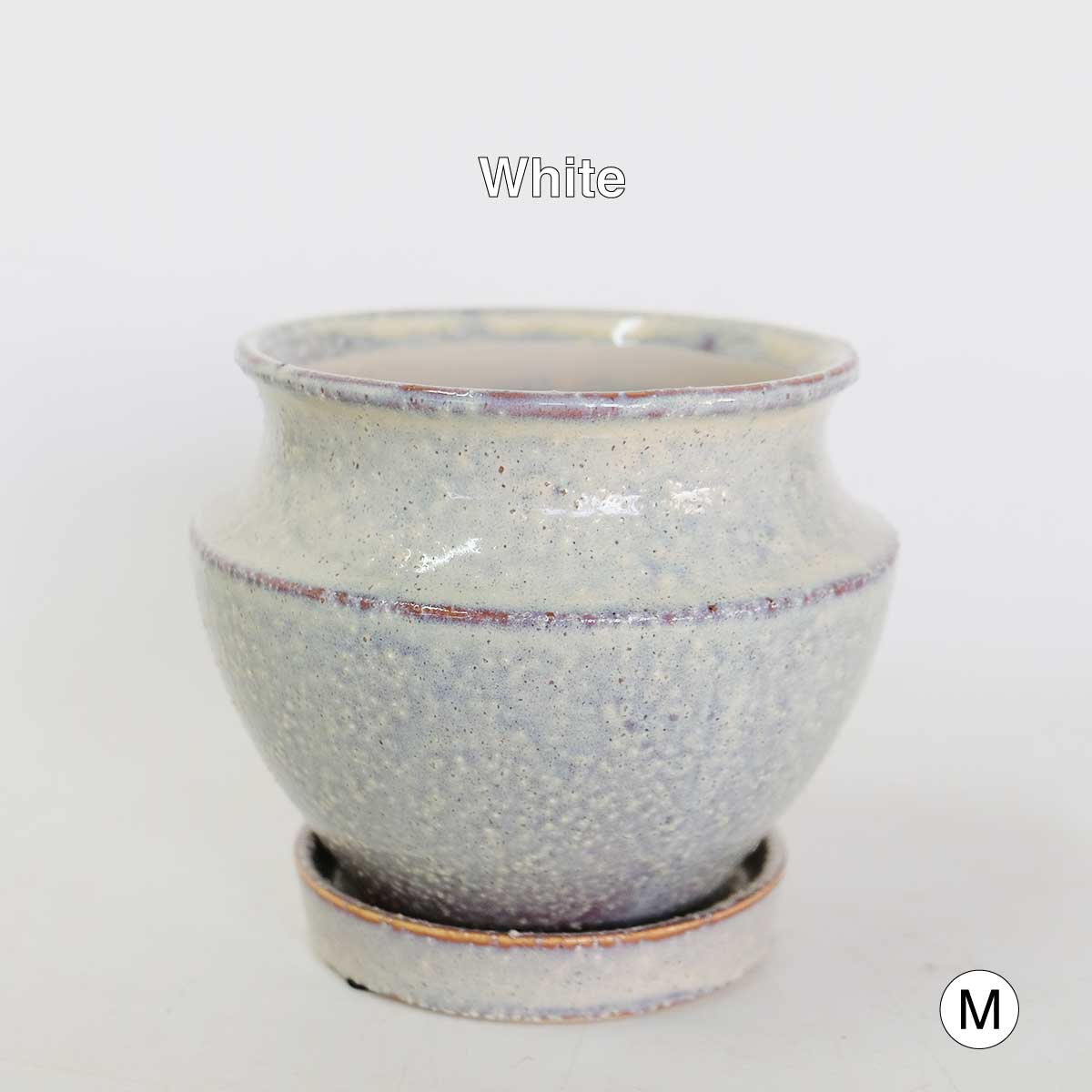 Atmosphere JarPot 【S/M】受皿付き 底穴有り 壺型 シンプル 植木鉢 おしゃれ S径φ12cm 高11cm M径φ16cm 高13cm　ホワイト ターコイズ ブラウン ３カラー