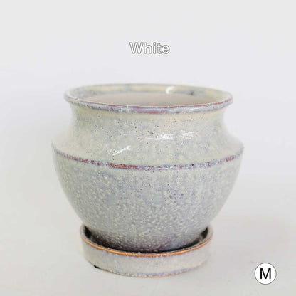 Atmosphere JarPot 【S/M】受皿付き 底穴有り 壺型 シンプル 植木鉢 おしゃれ S径φ12cm 高11cm M径φ16cm 高13cm　ホワイト ターコイズ ブラウン ３カラー
