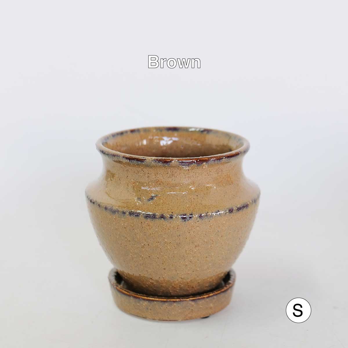 Atmosphere JarPot 【S/M】受皿付き 底穴有り 壺型 シンプル 植木鉢 おしゃれ S径φ12cm 高11cm M径φ16cm 高13cm　ホワイト ターコイズ ブラウン ３カラー