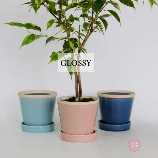 glossy pot 13 植木鉢 おしゃれ 陶器鉢 パステルカラー カラフル 室内 径13cm 高11.5cm 底穴ありサクラ スカイ サファイア 4号