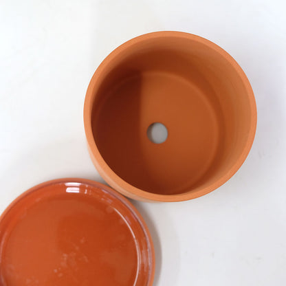 植木鉢 おしゃれ テラコッタ Chaleur Cylinder 12 受皿付 径12cｍ 高さ10cm ４号 おしゃれ toronco トロンコ