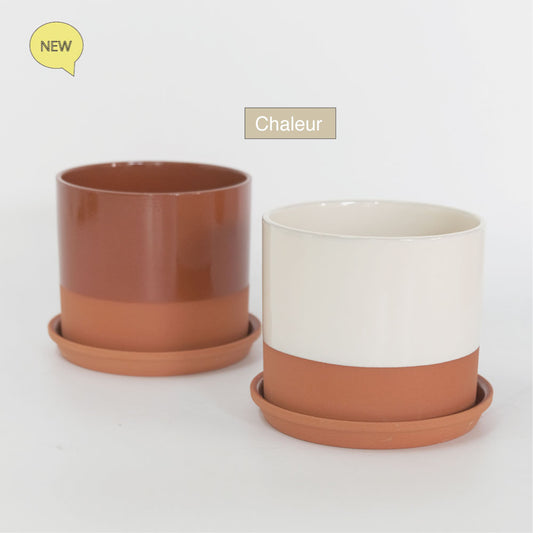 植木鉢 おしゃれ テラコッタ Chaleur Cylinder B＆W12 受皿付