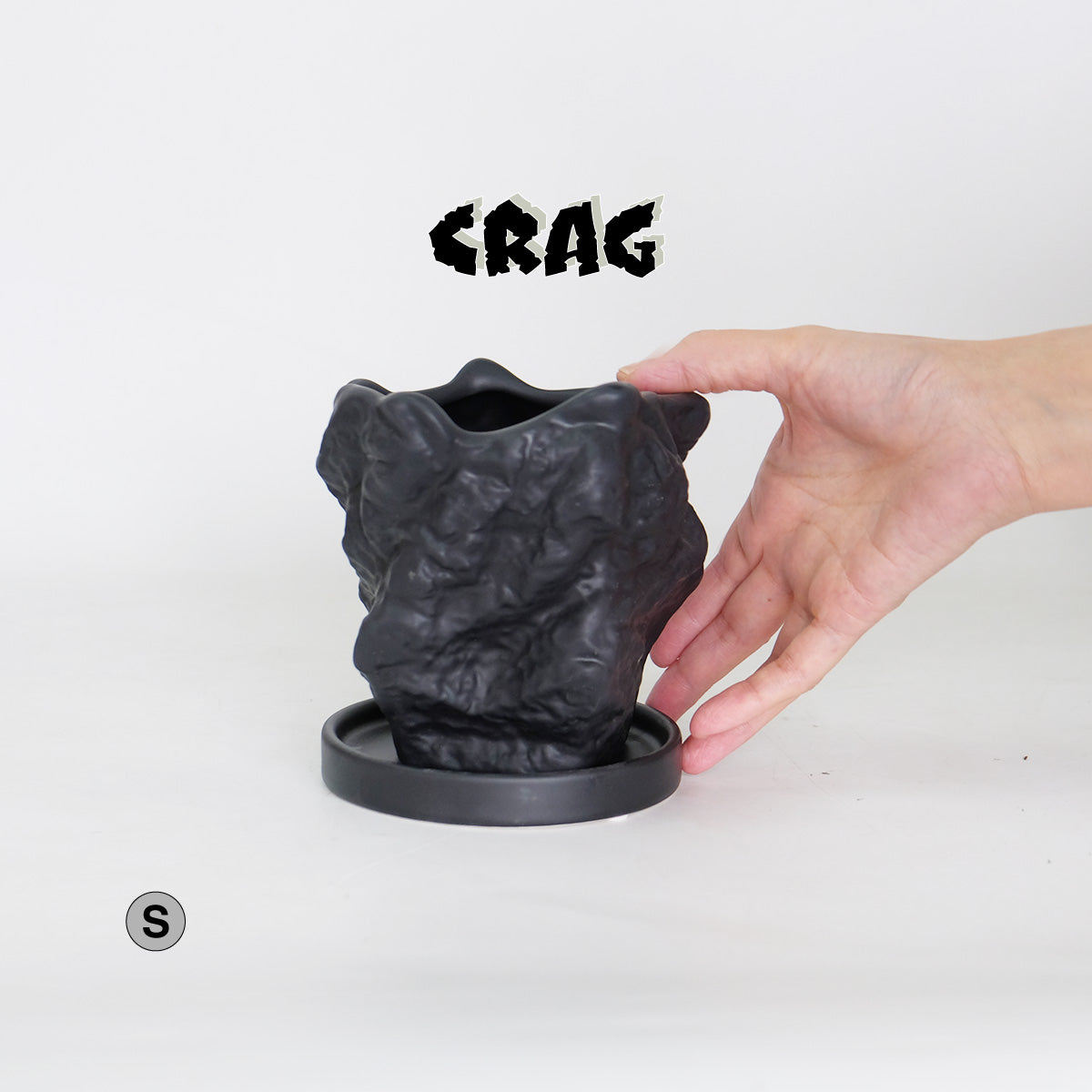 植木鉢 おしゃれ Crag 受皿付 岩石 底穴あり 陶器鉢