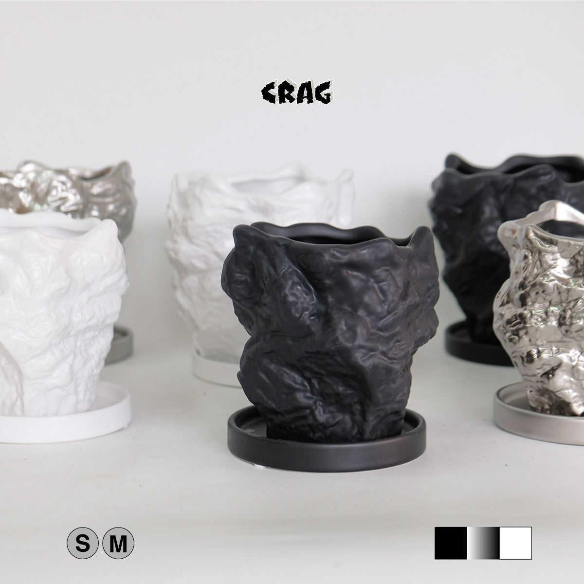 植木鉢 おしゃれ Crag 受皿付 岩石 底穴あり 陶器鉢
