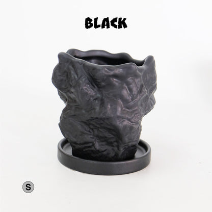 植木鉢 おしゃれ Crag 受皿付 岩石 底穴あり 陶器鉢