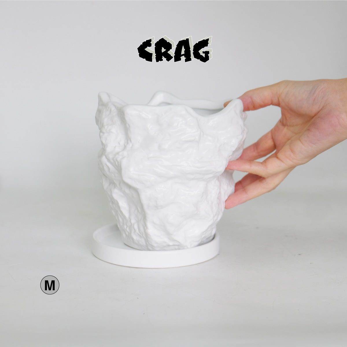 植木鉢 おしゃれ Crag 受皿付 岩石 底穴あり 陶器鉢