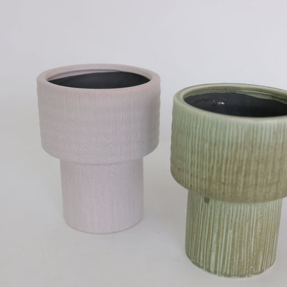 鉢カバー おしゃれ 陶器 フェール15 底穴なし トールタイプ シンプル FARM 径12cm 抹茶
