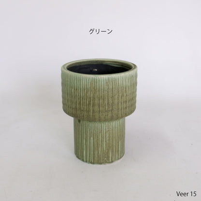 鉢カバー おしゃれ 陶器 フェール15 底穴なし トールタイプ シンプル FARM 径12cm 抹茶