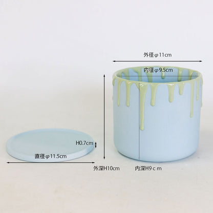 植木鉢 陶器 おしゃれ ドリーナ11 受皿付き 3号 径11cm 高10cm 底穴あり FARM 観葉植物 パステルカラー アイシング 液垂れ スイーツ