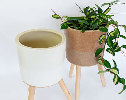 植木鉢 おしゃれ エルナ40 木製脚付き鉢カバーフラワースタンド 室内用 植木鉢スタンド