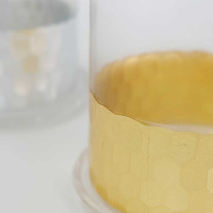 植木鉢 おしゃれ GOLD and SILVER CYLINDER 鉢 受皿付 ガラス 径10.5cm 高10.5cm 底穴あり