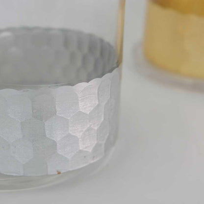 植木鉢 おしゃれ GOLD and SILVER CYLINDER 鉢 受皿付 ガラス 径10.5cm 高10.5cm 底穴あり