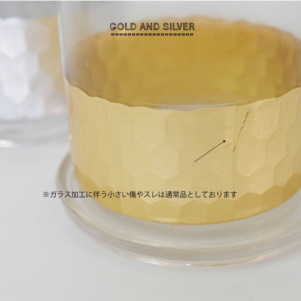 植木鉢 おしゃれ GOLD and SILVER CYLINDER 鉢 受皿付 ガラス 径10.5cm 高10.5cm 底穴あり