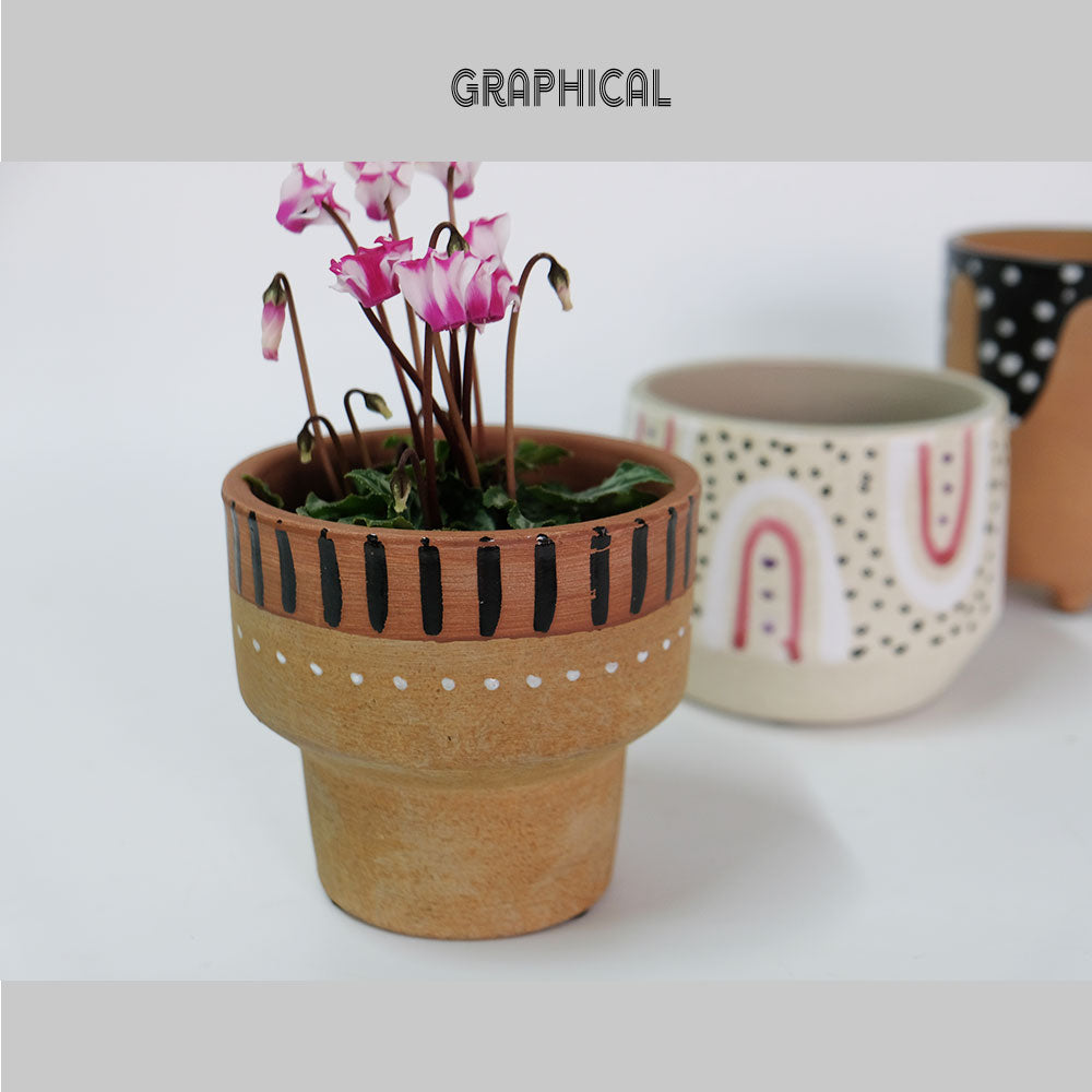 おしゃれ  鉢カバー グラフィカルシリーズ 植木鉢 セラミック 鉢 インテリア 底穴なし 径14cm 高さ11cm 他