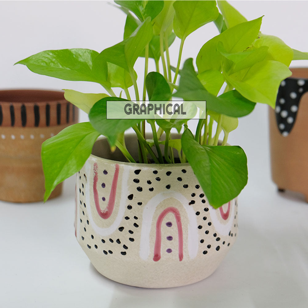 おしゃれ  鉢カバー グラフィカルシリーズ 植木鉢 セラミック 鉢 インテリア 底穴なし 径14cm 高さ11cm 他