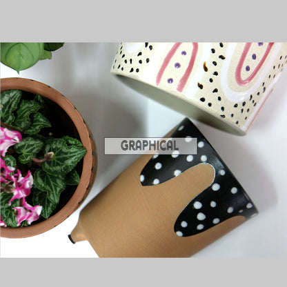 おしゃれ  鉢カバー グラフィカルシリーズ 植木鉢 セラミック 鉢 インテリア 底穴なし 径14cm 高さ11cm 他