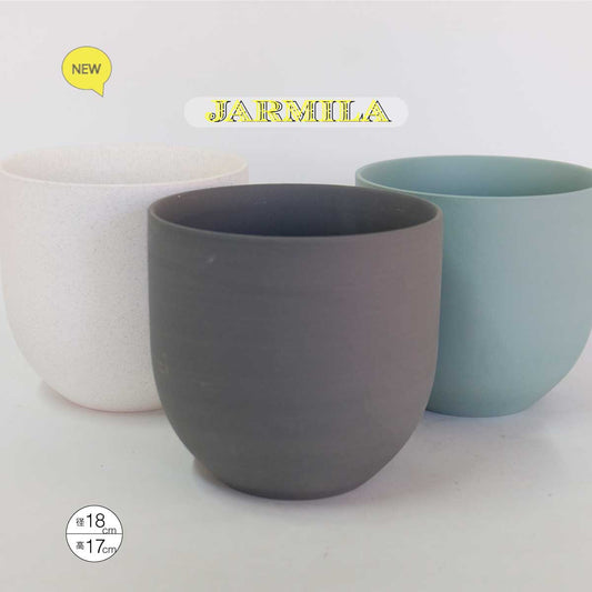 植木鉢 陶器 おしゃれ ヤルミラ17 鉢カバー 5号  径18cm 高17cm 底穴なし FARM 観葉植物 シンプル くすみカラー ダークグレーグリーン ホワイト 北欧