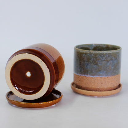 植木鉢 おしゃれ 陶器鉢 メルヤ11 受皿付 セラミック 北欧 径11cm 高10cm 底穴あり