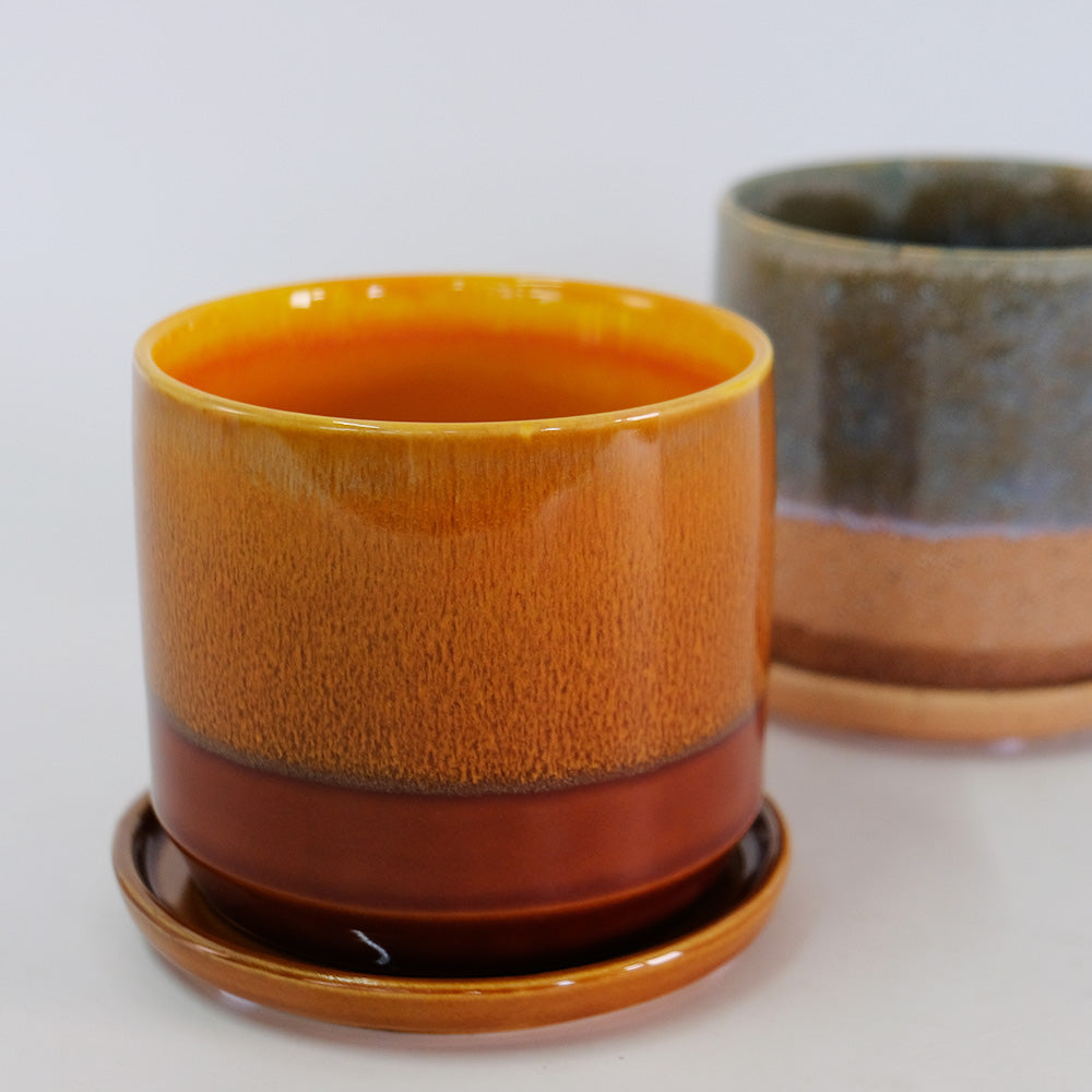 植木鉢 おしゃれ 陶器鉢 メルヤ11 受皿付 セラミック 北欧 径11cm 高10cm 底穴あり
