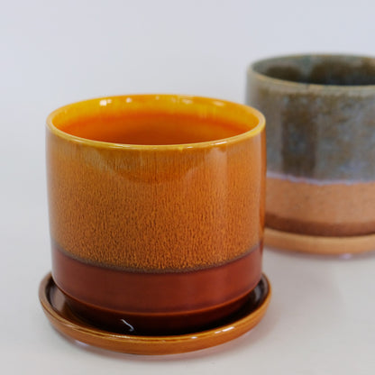 植木鉢 おしゃれ 陶器鉢 メルヤ11 受皿付 セラミック 北欧 径11cm 高10cm 底穴あり