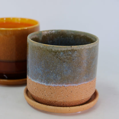 植木鉢 おしゃれ 陶器鉢 メルヤ11 受皿付 セラミック 北欧 径11cm 高10cm 底穴あり