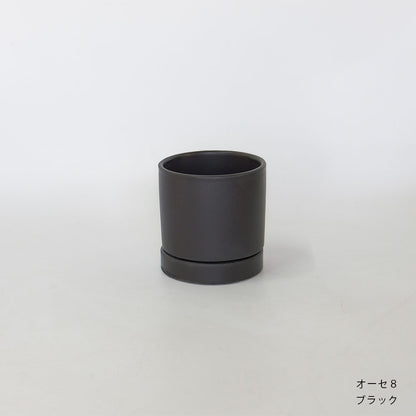 陶器鉢 オーセ８受皿付 おしゃれ シリンダー鉢 ミニ鉢 径8.5cm 高8cm 底穴あり