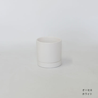 陶器鉢 オーセ８受皿付 おしゃれ シリンダー鉢 ミニ鉢 径8.5cm 高8cm 底穴あり