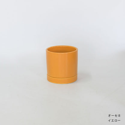 陶器鉢 オーセ８受皿付 おしゃれ シリンダー鉢 ミニ鉢 径8.5cm 高8cm 底穴あり