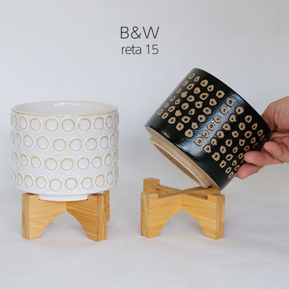 おしゃれ 植木鉢 B&W レータ15＆スタンド セット フラワースタンド 鉢台 植木鉢スタンド