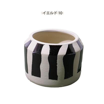 鉢カバー おしゃれ 陶器 セルマシリーズ 底穴なし セラミック鉢 幾何学模様 陶器北欧