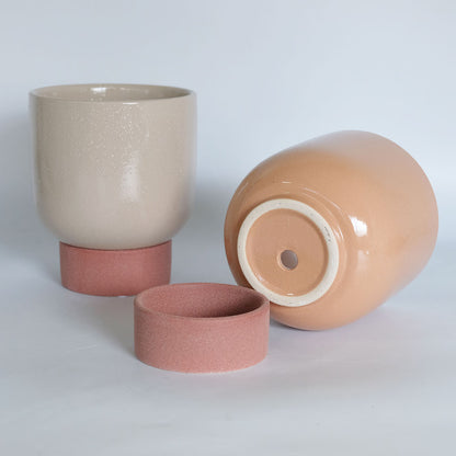 植木鉢 おしゃれ 陶器鉢 スサン16 受皿付 径16cm 高15cm 底穴あり