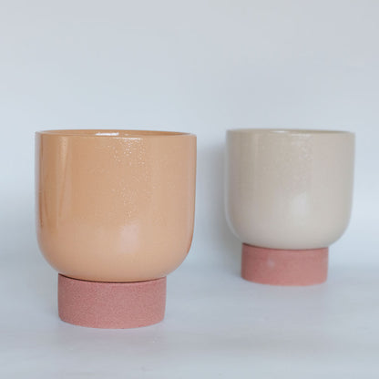 植木鉢 おしゃれ 陶器鉢 スサン16 受皿付 径16cm 高15cm 底穴あり