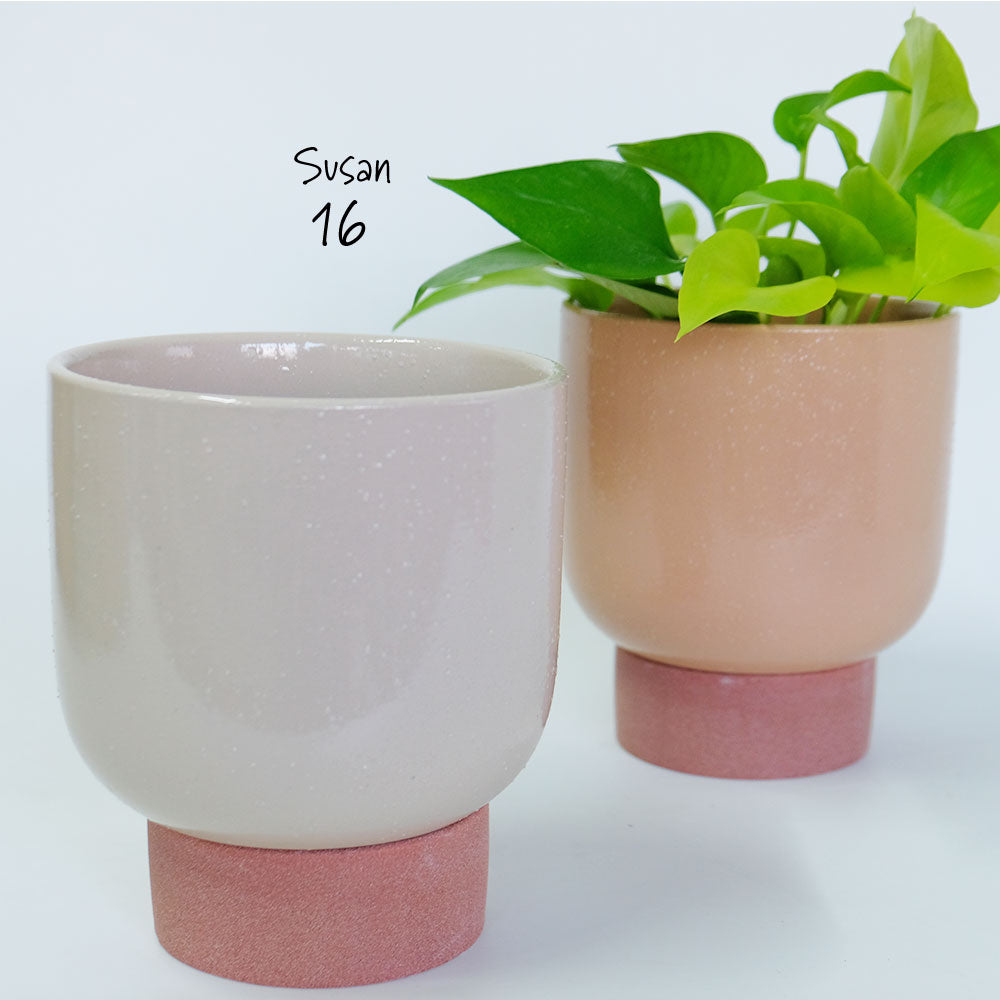 植木鉢 おしゃれ 陶器鉢 スサン16 受皿付 径16cm 高15cm 底穴あり