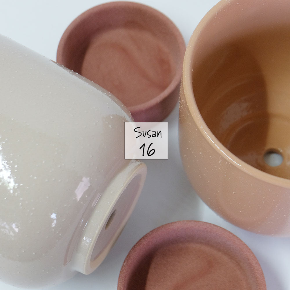 植木鉢 おしゃれ 陶器鉢 スサン16 受皿付 径16cm 高15cm 底穴あり