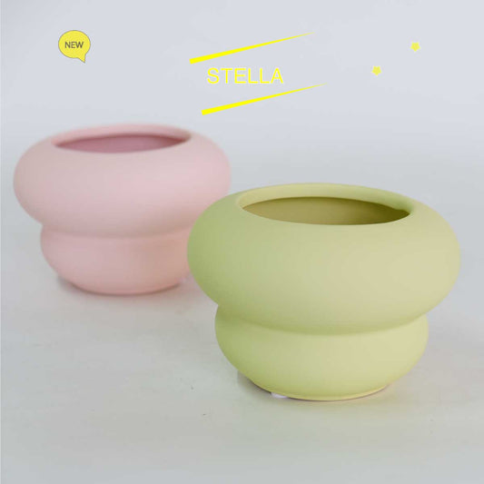 植木鉢 おしゃれ 室内 ステラ 鉢カバー かわいい もこもこ 陶器鉢 底穴なし 径12.5cm 高さ8.5cm パステルカラー